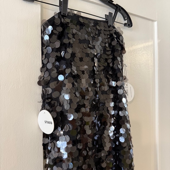 STAUD Casey Paillette Strapless Dress in Black 0 2 - Picture 4 of 10